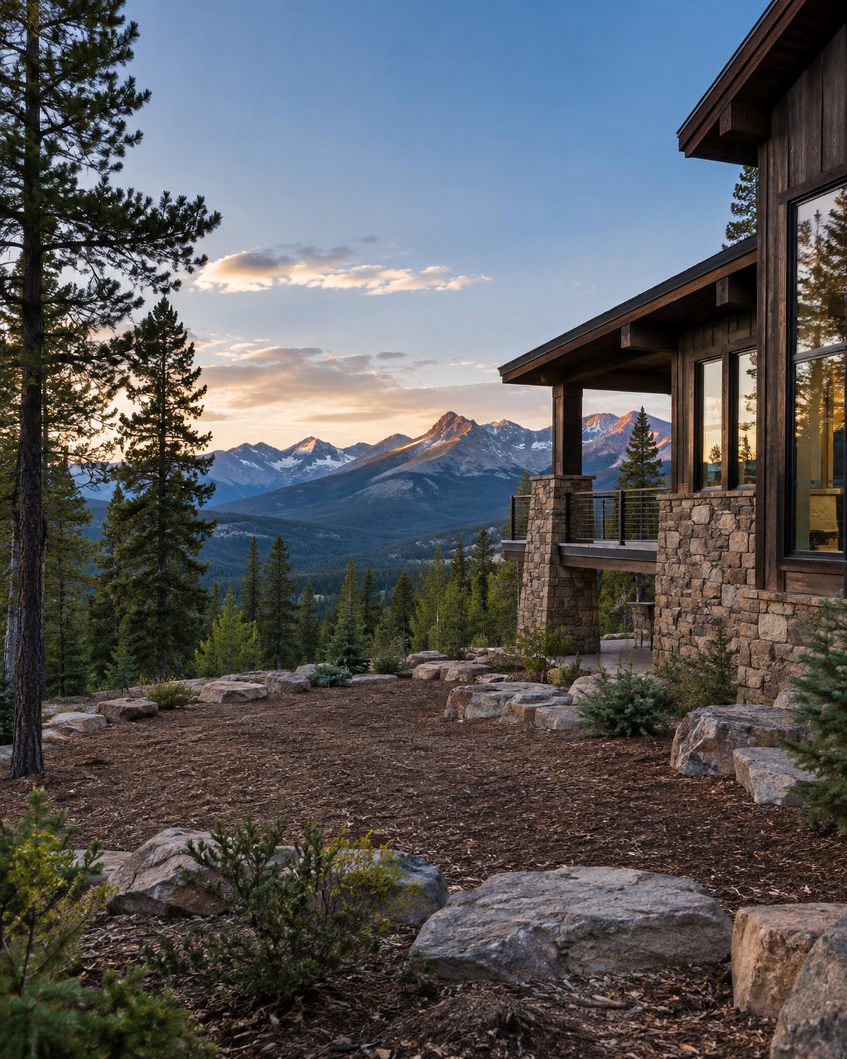 Managed vegetation and open ground around a Western Colorado mountain home