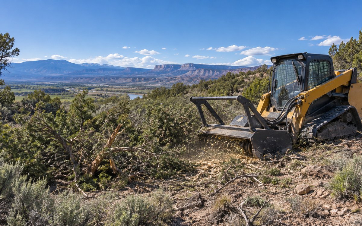 Mechanical brush clearing on Western Colorado acreage
