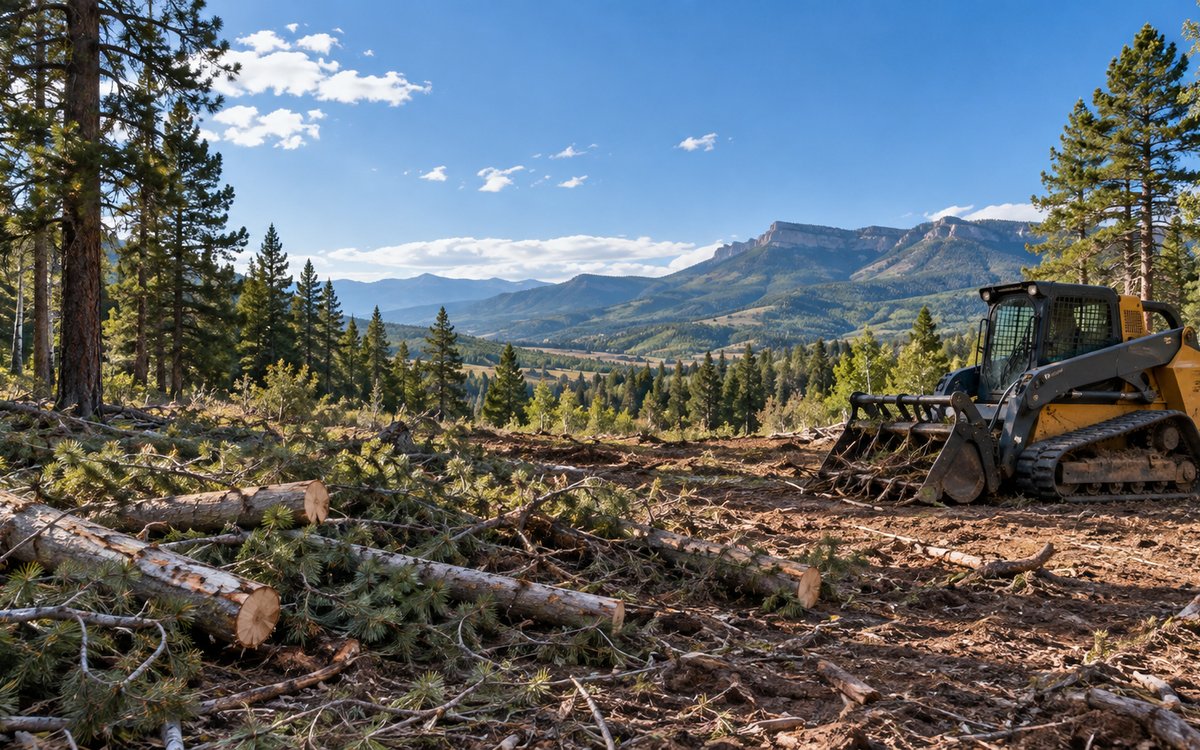 Equipment among selectively cleared trees in Western Colorado
