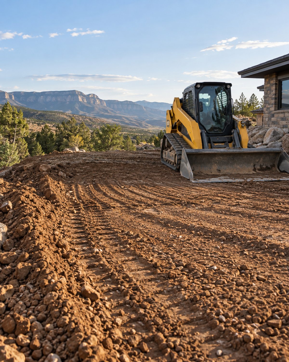 Freshly shaped earth and tracked equipment at a Western Colorado site