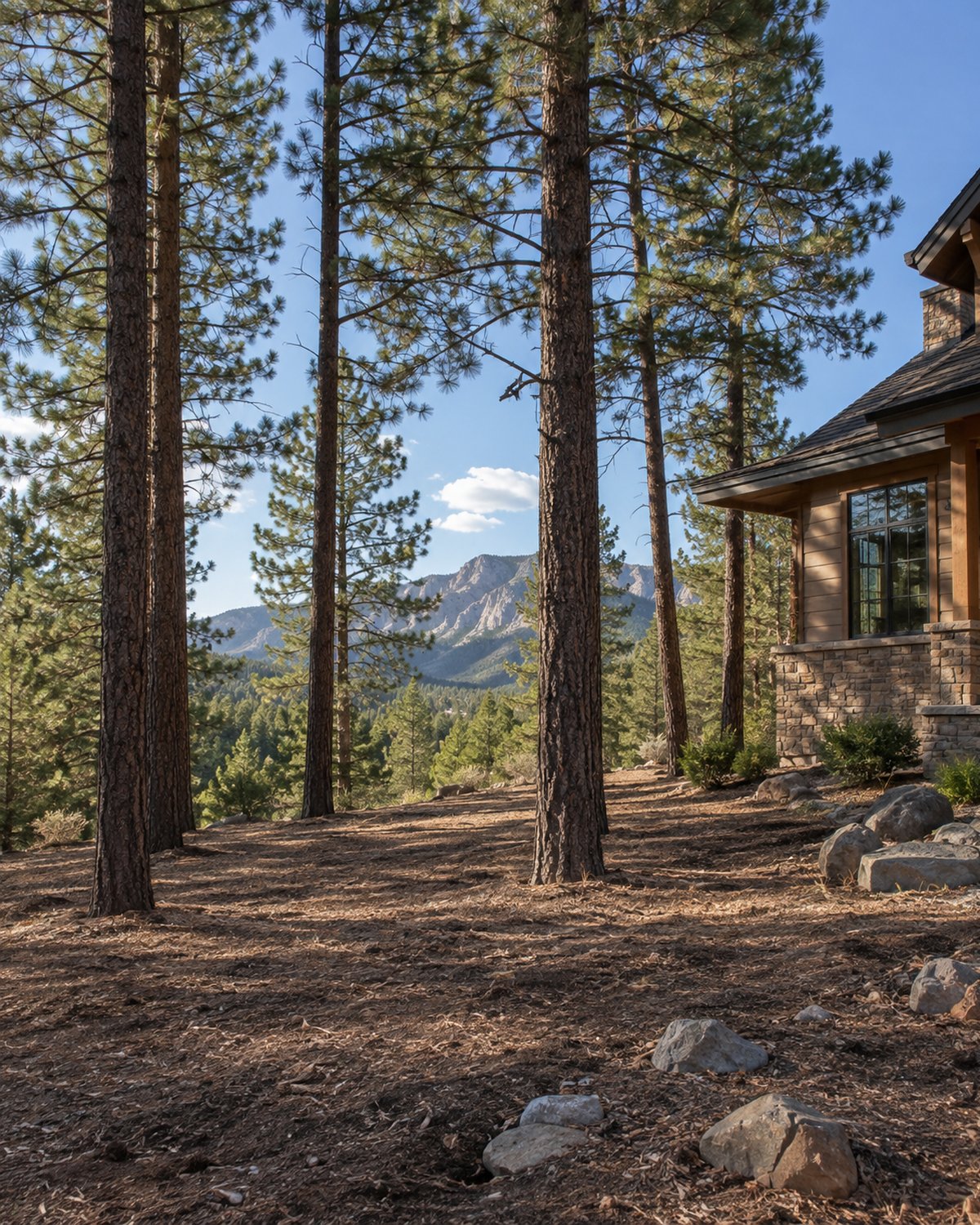 Managed vegetation beneath trees near a Western Colorado mountain home